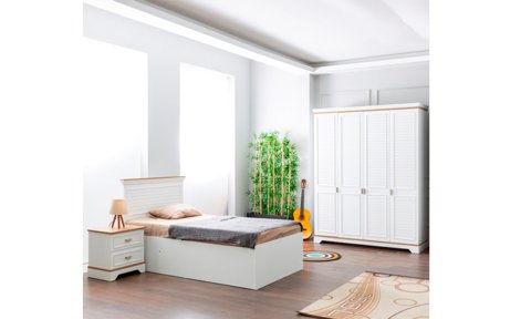 Kanyon Genç Odası Takımı (4 Kapılı Dolap, Komodin, 100*200 cm Başlıklı Karyola)