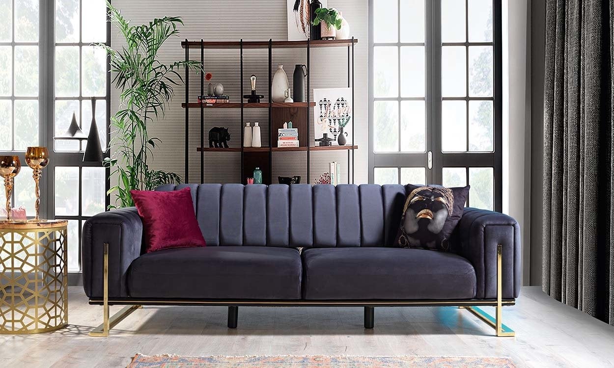 Gold Modern Üçlü Koltuk