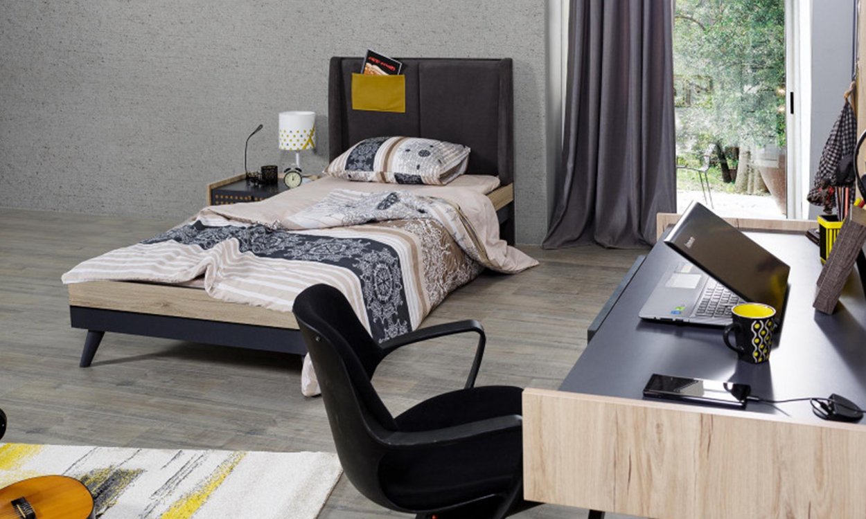 Dark Point Genç Odası 100*200 cm Başlıklı Karyola