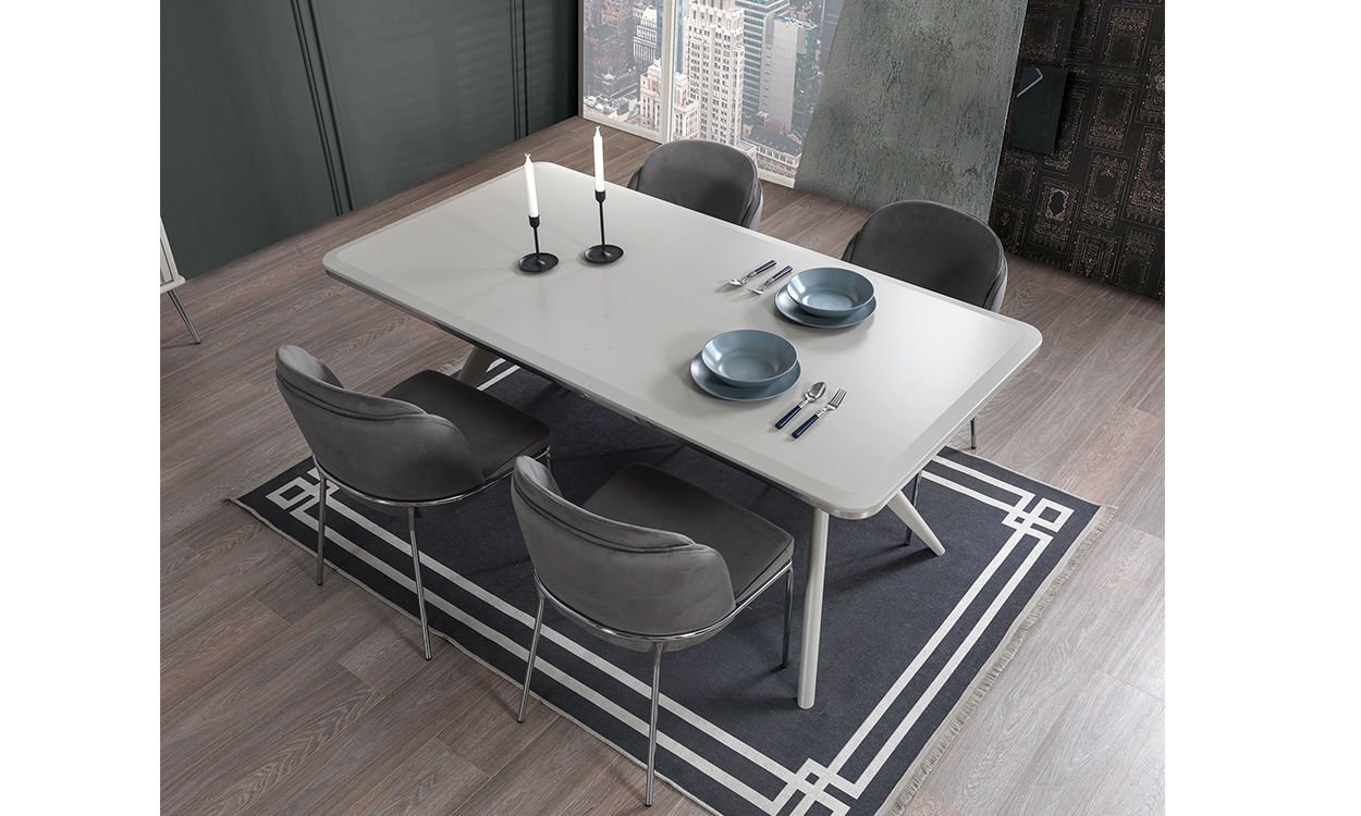 Erva Yemek Masası ve 6 Sandalye(Sis Gri)