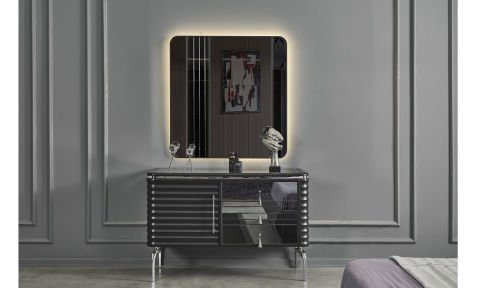 Asel Bazalı Yatak Odası Takımı(Antrasit)