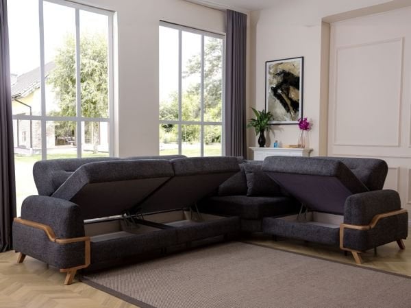 Resital Köşe Koltuk Siyah (Berjerli)