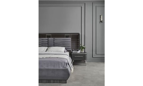 Asel Yatak Odası Başlıklı Bazalı Karyola (Antrasit)