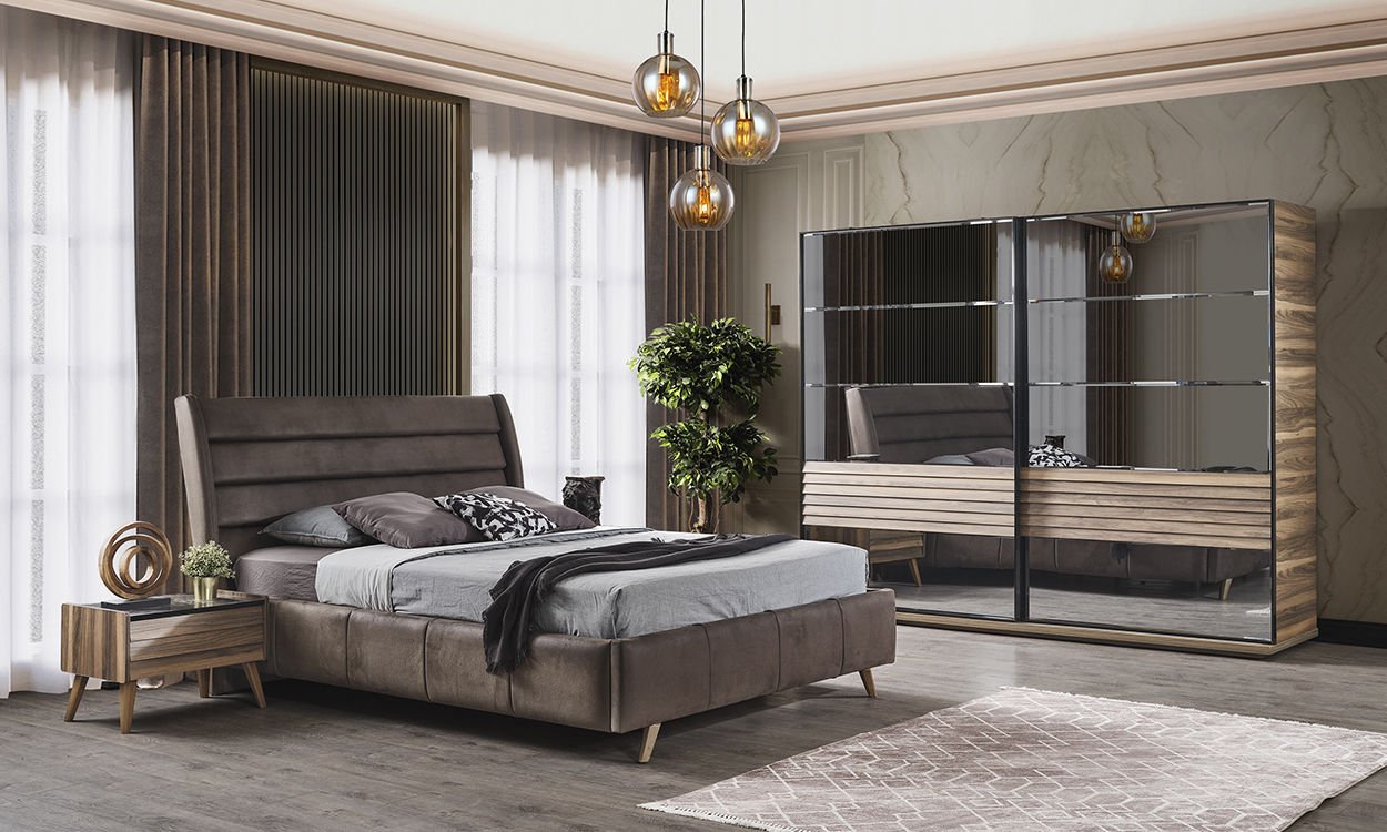 Klas Bazalı Yatak Odası Takımı(Ceviz)