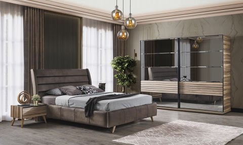 Klas Bazalı Yatak Odası Takımı(Ceviz)