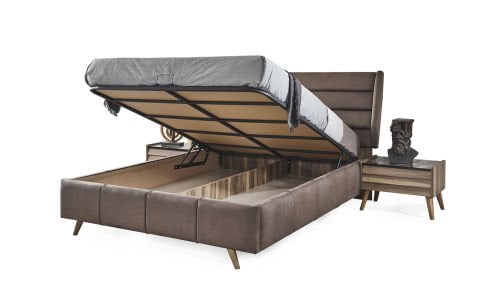 Klas Yatak Odası Başlıklı Bazalı Karyola(Antrasit)