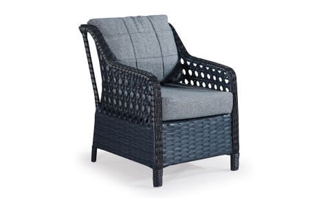 Rondi Antrasit Rattan Bahçe Mobilyası (Salon, Balkon, Cafe Ofis) 3+1+1+2Puf+Masa