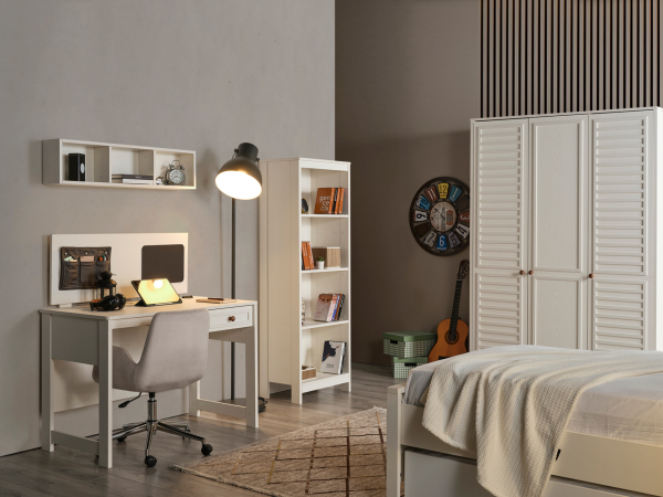 İnci Genç Odası Takımı(3 Kapaklı Dolap+Karyola+Masa)