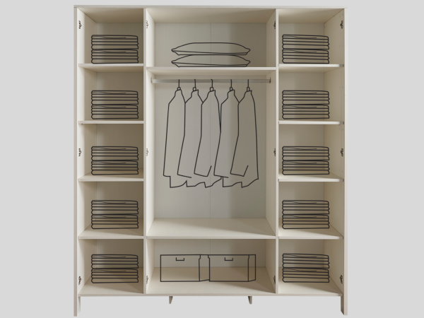 İnci Genç Odası Takımı(4 Kapaklı Dolap+Karyola+Komodin)