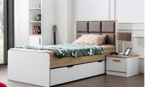 Plato Çocuk Odası 100x200 Başlıklı Bazalı Karyola