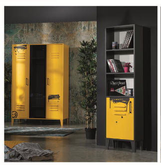 Maxi Genç Odası Takımı (3 Kapılı Dolap * 120-200 Başlıklı Karyola* Komodin) (Sarı)