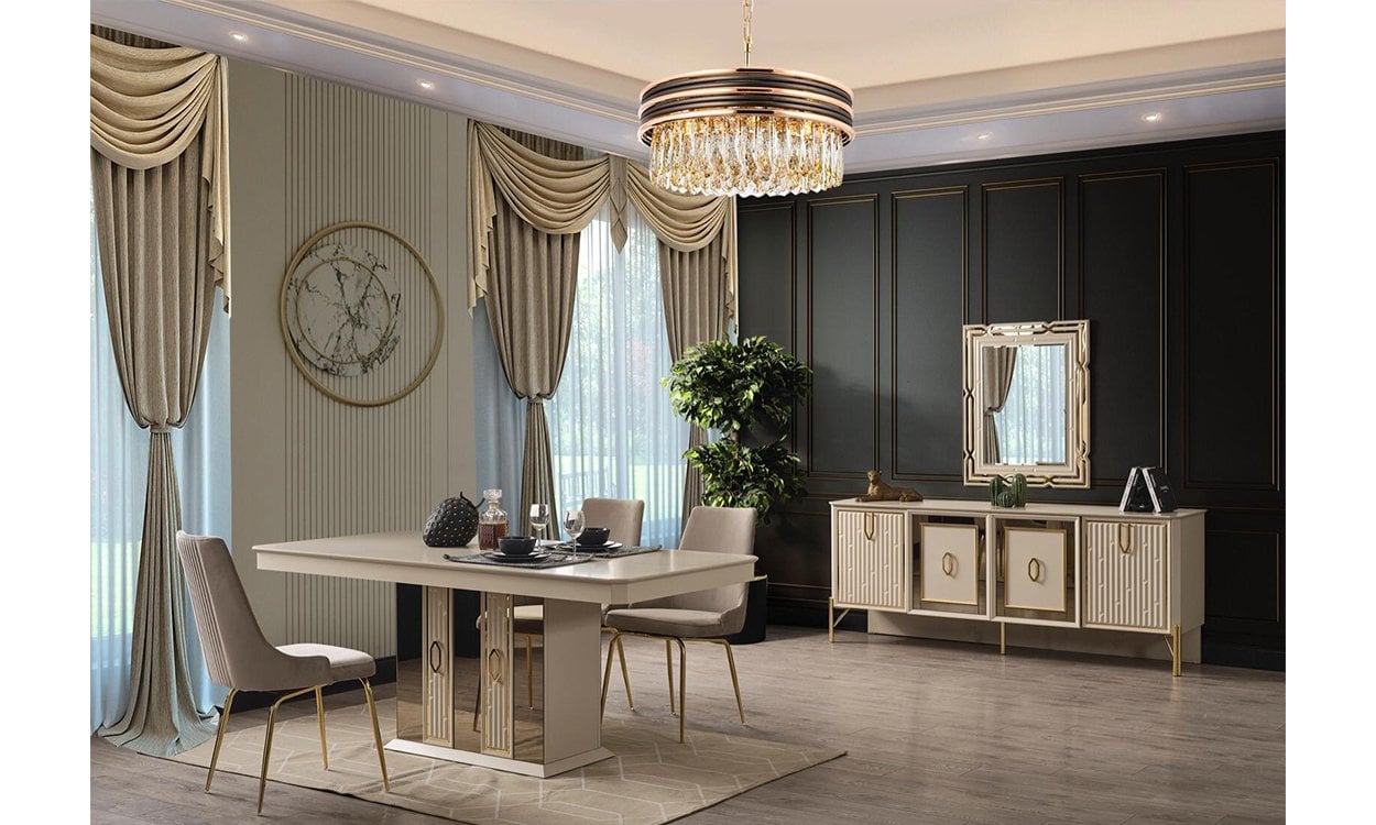 Bahar Yemek Odası Takımı (Vizon-Bej)