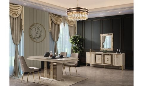 Bahar Yemek Odası Takımı (Vizon-Bej)