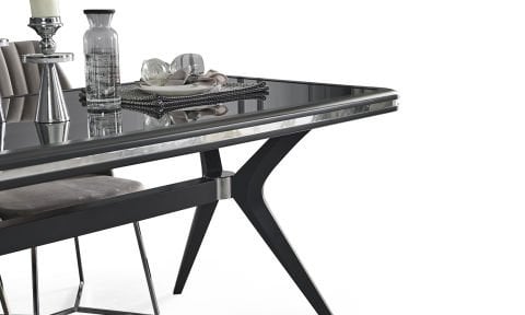 Asel Antrasit Yemek Masası ve 6 Sandalye