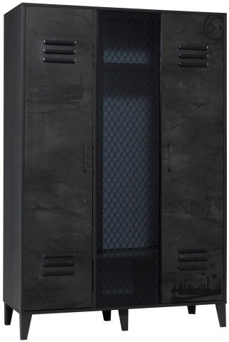 Maxi Genç Odası Takımı (3 Kapılı Dolap * 120-200 Başlıklı Karyola* Komodin) (Siyah)