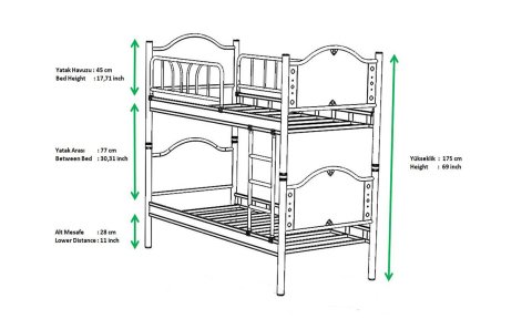 Mercan Metal Ahşap Ferfoje Ranza 90*190 cm(Pembe)