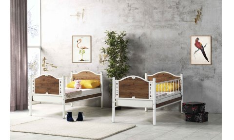 Mercan Metal Ahşap Ferfoje Ranza 90*190 cm (Ceviz)