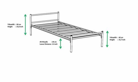 Belinda Ferforje Metal Tek Kişilik Karyola 90*190 cm