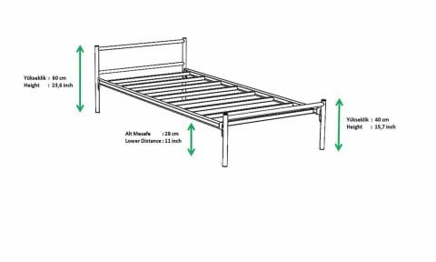 Belinda Ferforje Metal Tek Kişilik Karyola 90*200 cm