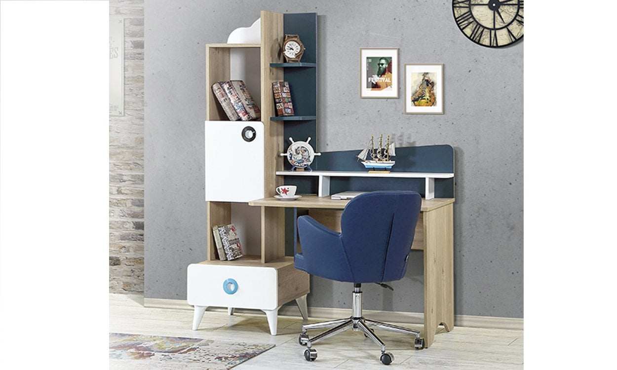 Masal Mavi Çalışma Masası ve Ünitesi