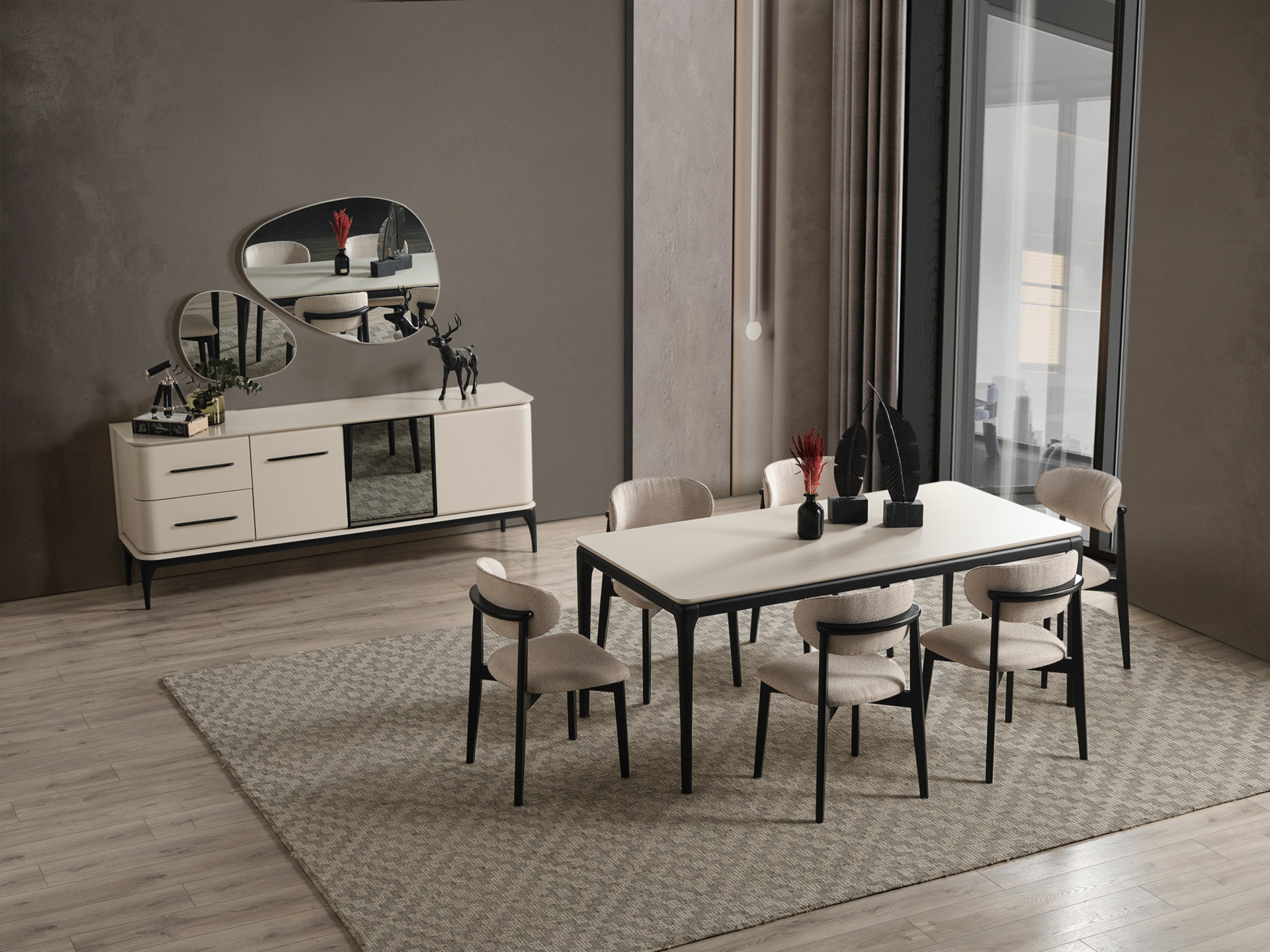 Destan Antrasit Yemek Odası Takımı