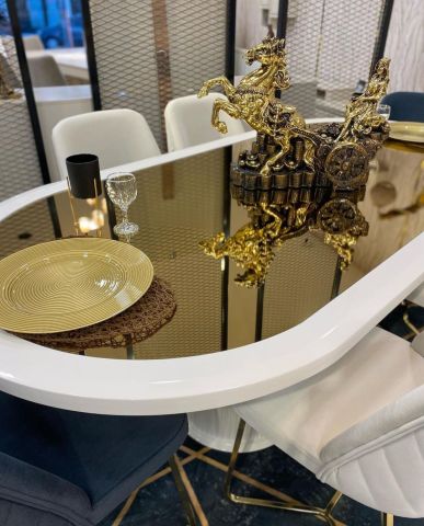 Guccix Ekru Yemek Odası Takımı