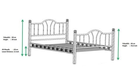 İzlanda Metal/Ahşap Çift Kişilik Karyola 140*190 cm