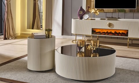 Guccix Ekru Orta Sehpa