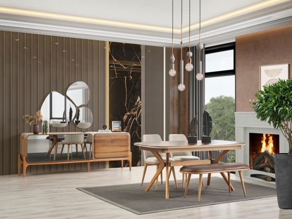 Nirvan Yemek Odası ( Masa + 4 sandalye + 1 bench )