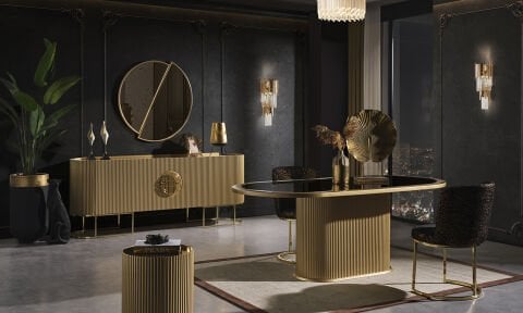 Guccix Golden Yemek Odası Takımı
