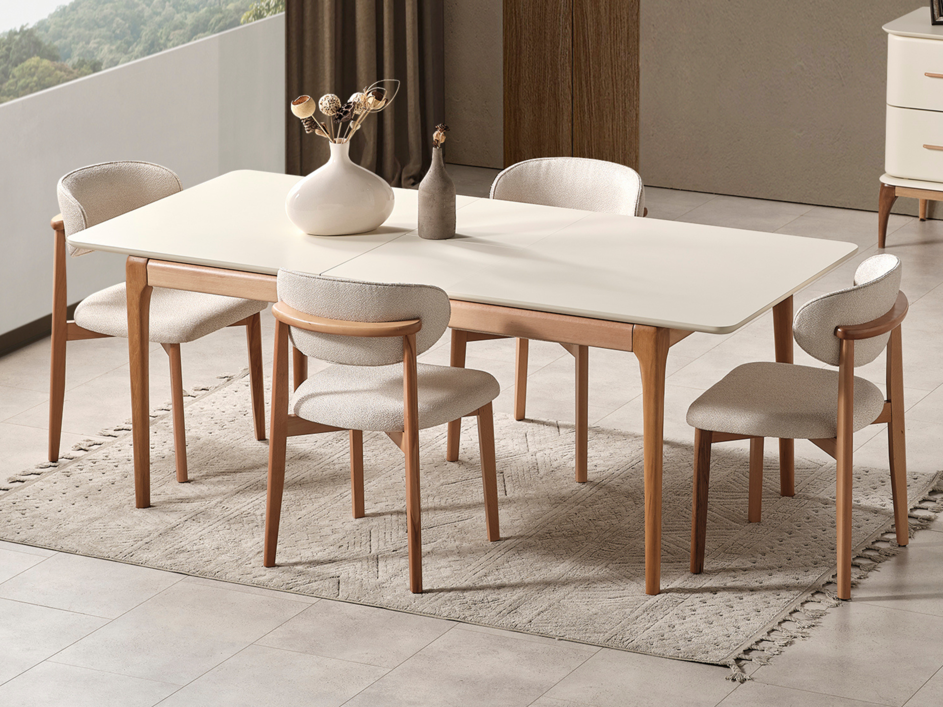 Destan Krem Yemek Odası(Masa ve 6 Sandalye)