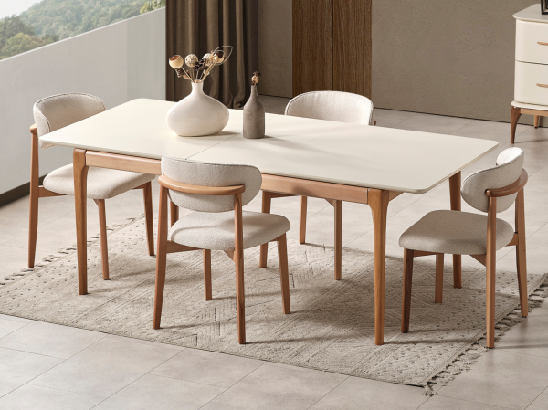 Destan Krem Yemek Odası(Masa ve 6 Sandalye)