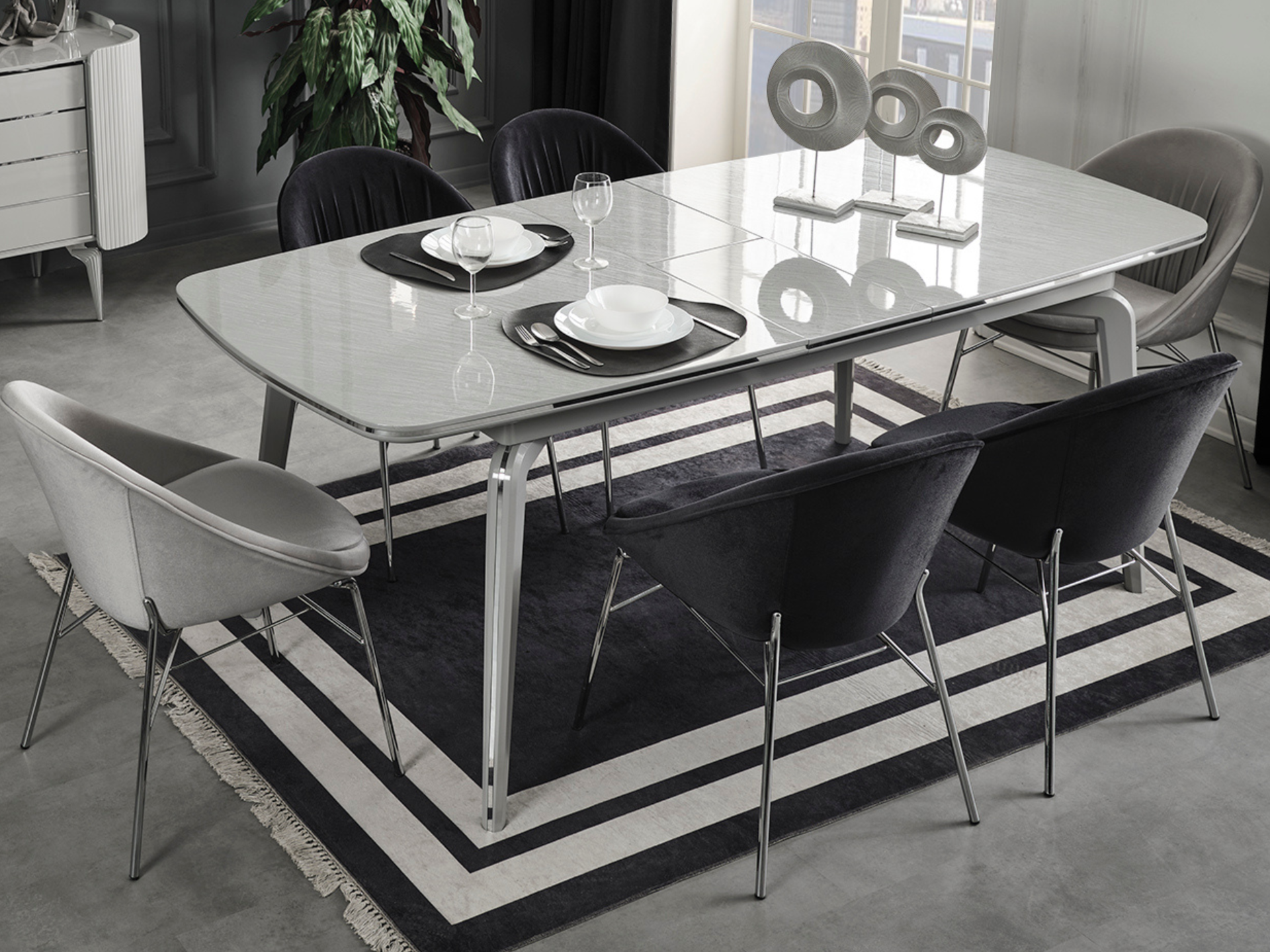 Karya Gümüş Yemek Odası(Masa ve 6 Sandalye)