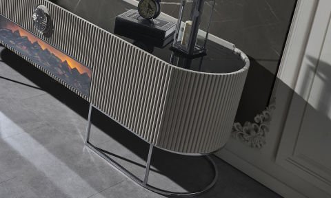 Guccix Gray Şömineli  Tv Ünitesi