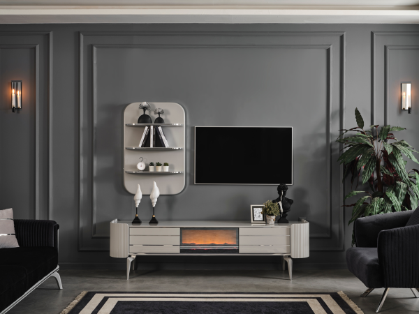 Karya Gümüş Şömineli TV Ünitesi