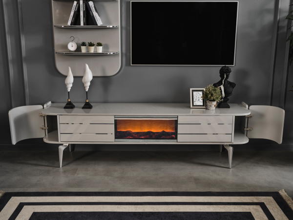 Karya Gümüş Şömineli TV Ünitesi