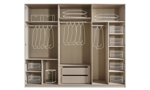 Eva Natura Yatak Odası 6 Kapaklı Dolap