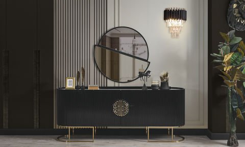 Guccix Siyah Gold Yemek Odası Takımı