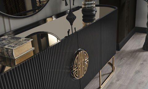 Guccix Siyah Gold Yemek Odası Takımı