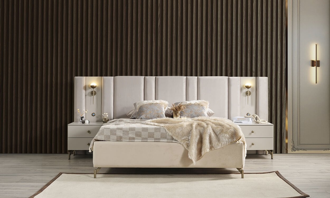 Eva Natura Yatak Odası 160*200 cm Başlıklı Bazalı Karyola