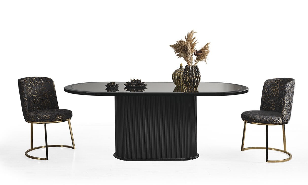 Guccix Siyah Gold Yemek Masası
