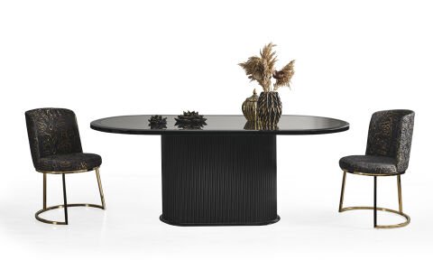 Guccix Siyah Gold Yemek Masası