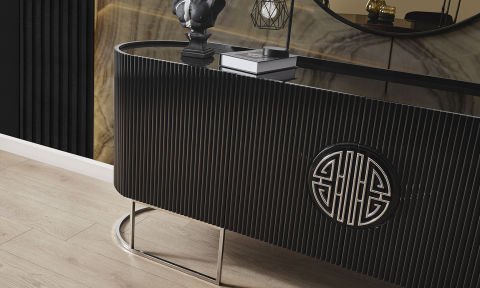 Guccix Siyah Krom Yemek Odası Konsol