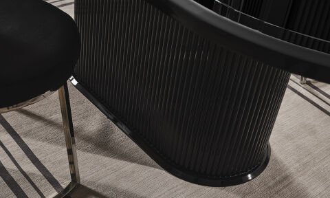 Guccix Siyah Krom Yemek Masası