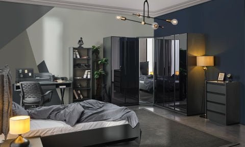 Aura Genç Odası Takımı (3 Kapılı Dolap, Komodin, 100*200 cm Başlıklı Karyola)