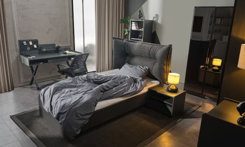 Aura Genç Odası Takımı (3 Kapılı Dolap, Komodin, 100*200 cm Başlıklı Karyola)