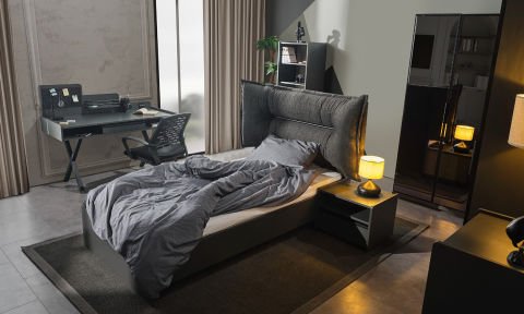 Aura Genç Odası Takımı (3 Kapılı Dolap, Komodin, 100*200 cm Başlıklı Karyola)