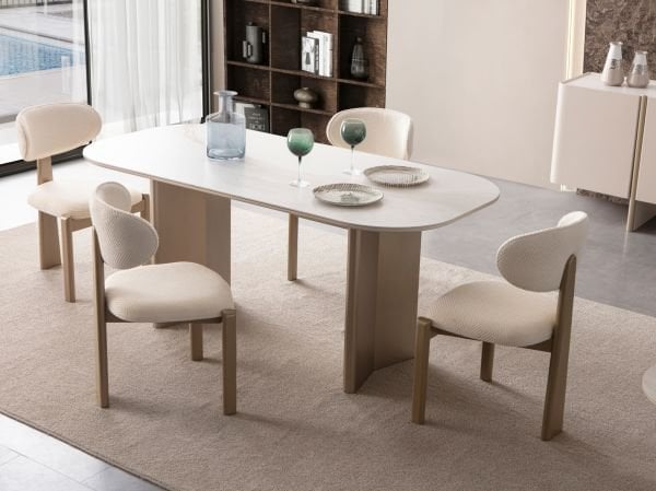 Lusso Porselen Yemek Odası (Masa ve 6 sandalye)