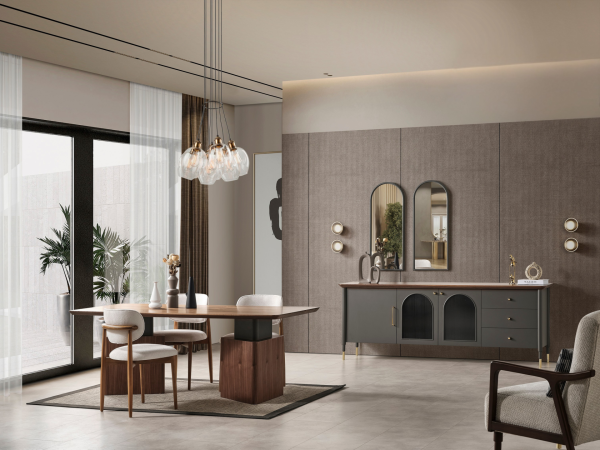 Yaldız Yemek Odası Takımı(Antrasit)