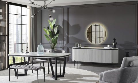 Tesla Plus Yemek Odası Takımı(Mermer)